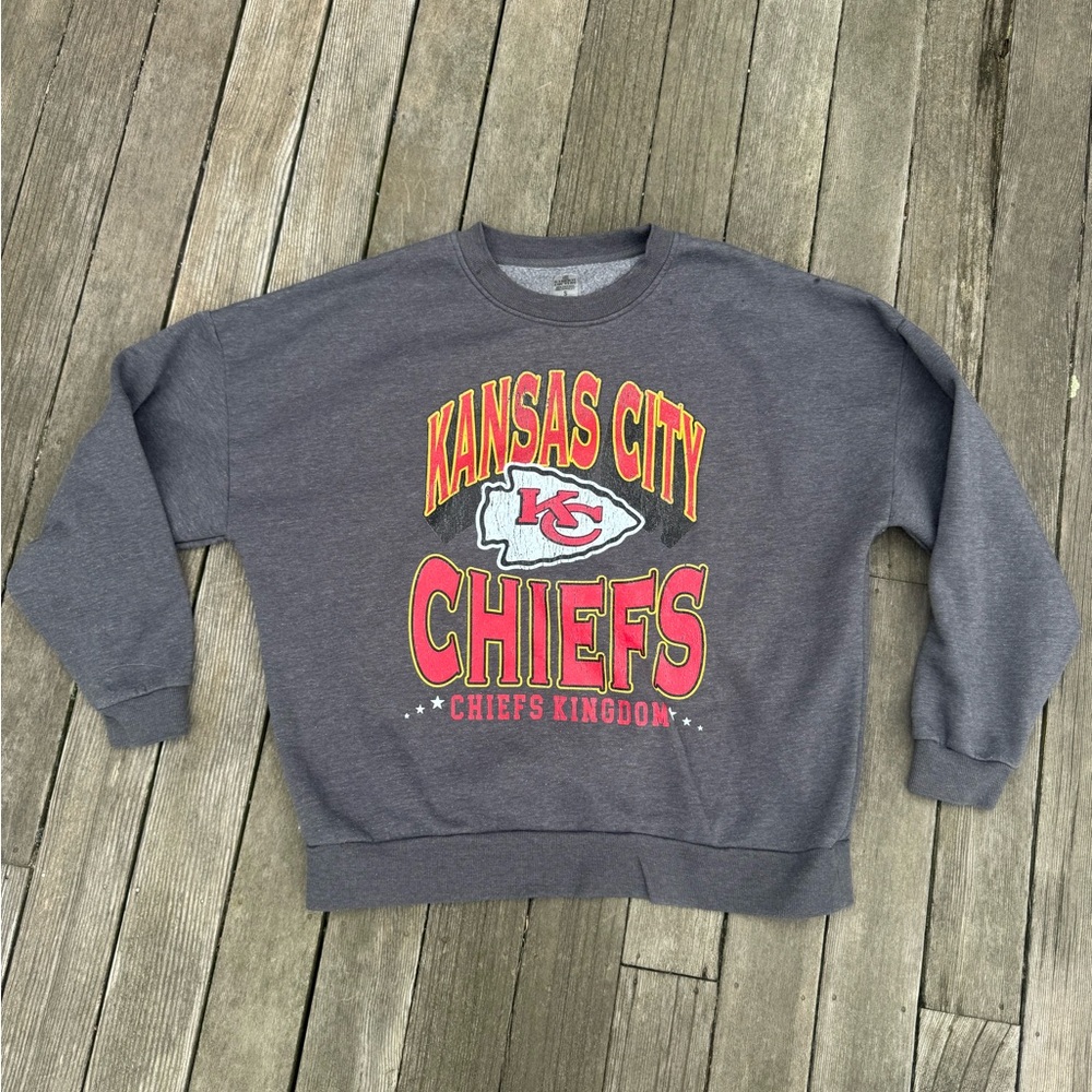 Kansas City Chiefs Gray Graphic Crewneck Sweatshirt